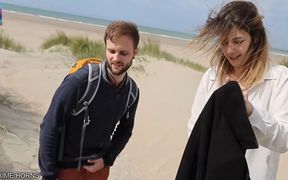 French Vlog Bisexual Beach Outdoor Blowjob Sucking and Stroking with No Shame