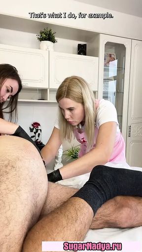 A man&#039;s ejaculation during a depilation training session