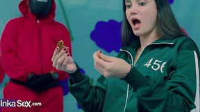 Squid game with busty Victoria Camargo and bbc in her Brazilian cunt