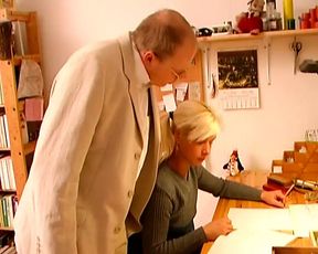 Hot German blonde getting her shaved muff smashed hard