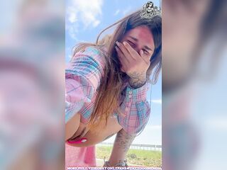 Truckers Got a Surprise — Nasty Cutie Groaning by the Road