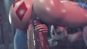Harley Quinn&#039;s pussy stretched by double penetration. Joker wont be happy - 3D Animation