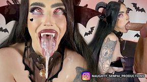 Succubus Goth Chick Deepthroats Then Gets Facial- Extended NDS