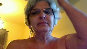 Curvy 62 years old webcam granny shows off her creamy snatch