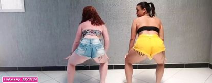 Brunette and albino tail swinging hot dancing funk four naked and horny