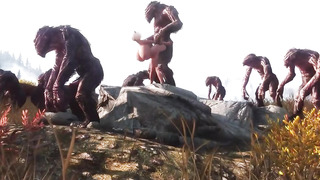 2B GETS BANGED BY TROLLS OUTSIDE [SKYRIM]