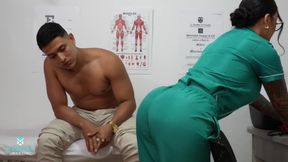 Doctor Touches Her Patient&#039;s Balls and Gives Him His Cum in His Ass - Mariana Martix &amp; Angel Cruz